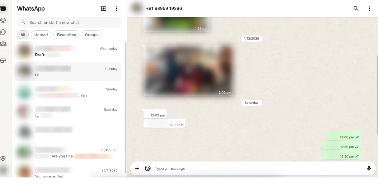 iKontacts privacy mode blurring sensitive WhatsApp Web content