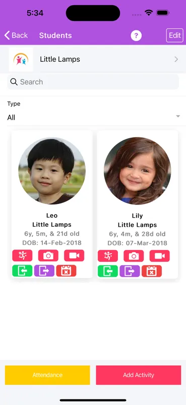 KinderMom parent notification and messaging view