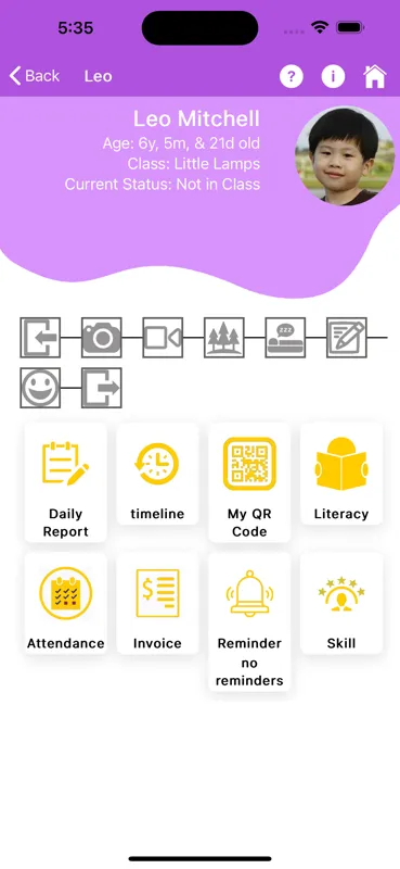 KinderMom QR check-in flow for attendance