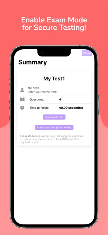mTest results view with performance charts