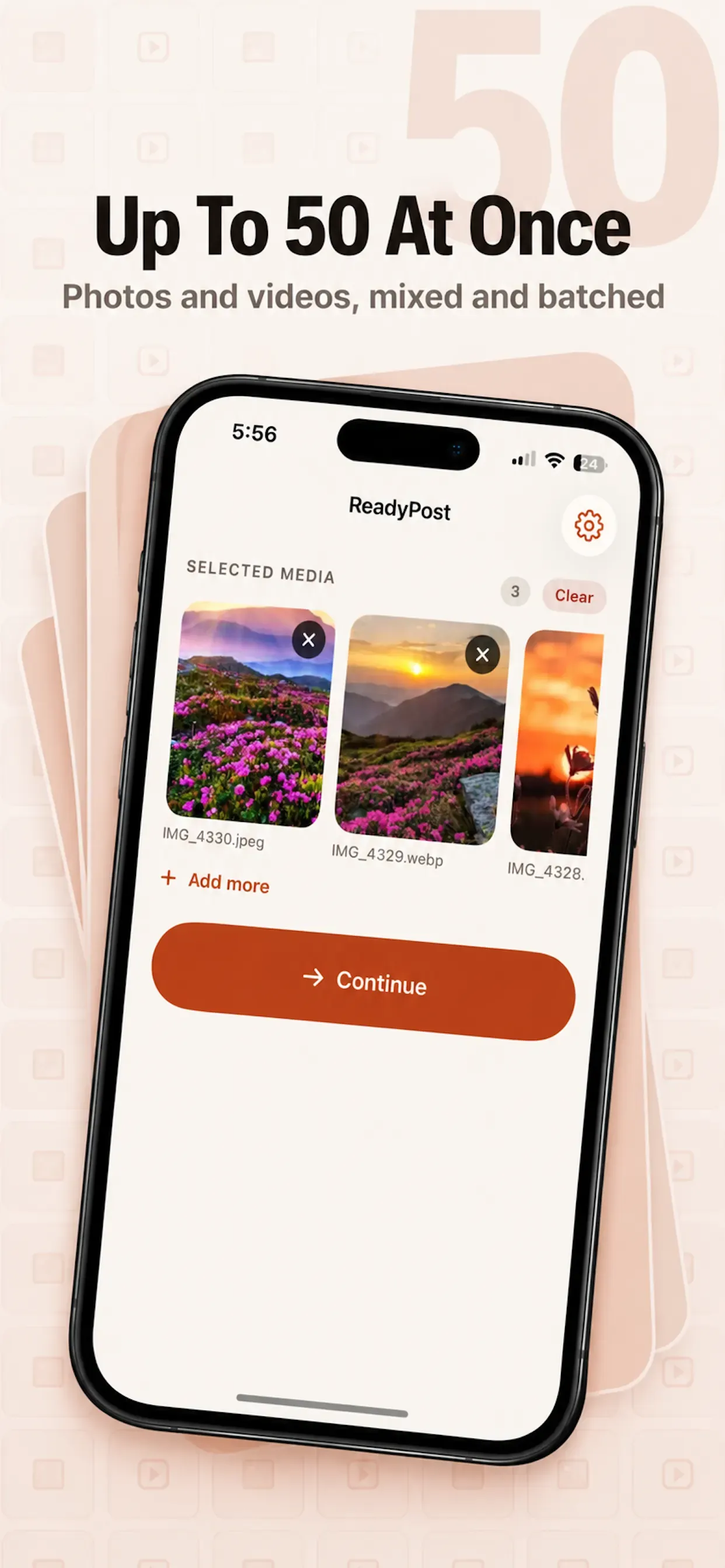 ReadyPost batch tray with multiple photos and videos