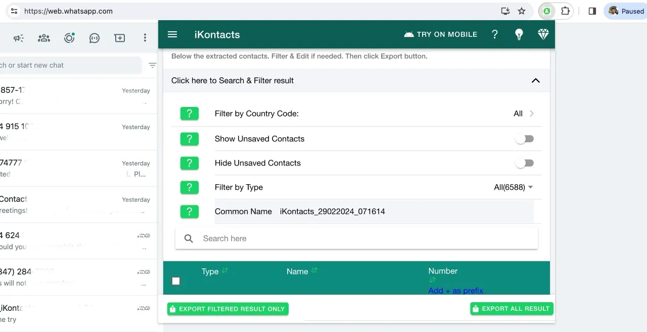 iKontacts chat analysis insights for exported conversations